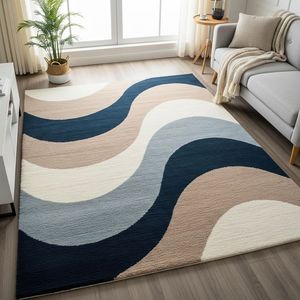 Tapis mural en laine tufté à la main, à poils coupés profonds, couleur unie - Product Image 3