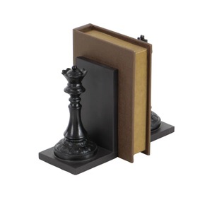 Metal Chess King <b>Bookends</b> 2Pcs Sculptural Traditional Design Black Finish - Product Image 5