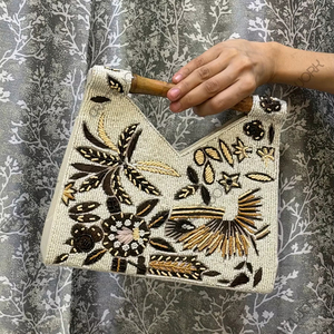 Elegant Pearl Beaded Shoulder Bag Handmade White Clutch Designer Evening Party Wedding <b>Handbag</b> Luxury Statement Purse Women - Product Image 1