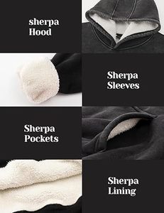 Winter Heavyweight Sherpa Fleece <b>Hoodie</b> OEM Acid Wash Sherpa <b>Hoodie</b> Manufacturer Garment Dyed Sherpa <b>Lined</b> <b>Hoodie</b> Streetwear - Product Image 3
