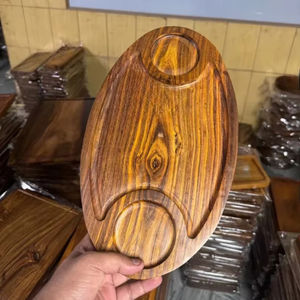 Plateau de service en bois massif écologique avec poignées pour le thé, le café, les collations, usage domestique, vente en gros, pour la cuisine, l'hôtel, le petit-déjeuner - Product Image 1