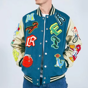 Chaquetas Universitarias de Talla Grande al por Mayor, Chaquetas Varsity Lisas con Logotipo Personalizado, Chaquetas Letterman Lisas para Hombre - Product Image 1