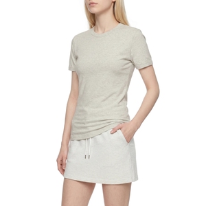 Camiseta Básica de Algodón para Mujer, Cuello Redondo, Corte Ajustado, Color Gris Jaspeado, Manga Corta, Venta al Por Mayor - Product Image 2