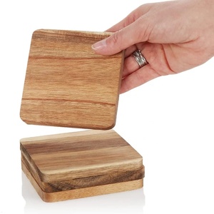 Sous-verres élégants en bois d'acacia et noyer, sets de table de mariage, matériau écologique, design classique pour tapis et dessous de verre - Product Image 1