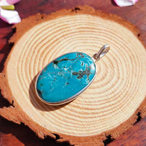 Colgante de Plata de Ley 925, joyería de piedra natal turquesa, collar curativo de plata hecho a mano, colgante de Color azul para collares de mujer - Product Image 6