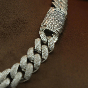 Cadena Cubana de Plata de Ley 925 Chapada en Oro con Moissanita y Diamantes de Calidad VVS, Estilo Rapper, Ideal para Regalo - Product Image 6
