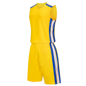 Ensemble short et maillot de basket personnalisé sublimé blanc bleu gris col en V sans manches anti-humidité pour homme adulte - Product Image 3