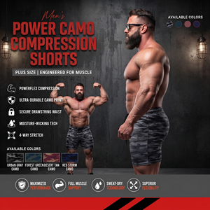 Shorts de compression pour hommes à taille élastique, imprimé camouflage, shorts de base, shorts de yoga grande taille pour hommes, shorts moulants en Spandex et Polyester - Product Image 2