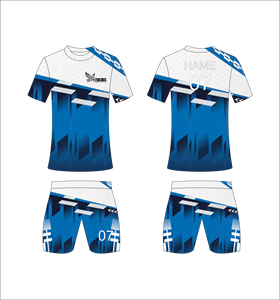 Conjunto de Camiseta de Fútbol Sublimada Ferocious 100% Poliéster con Cuello en V, Transpirable, de Secado Rápido, con Estampado Geométrico y Pantalones Cortos para Hombre, para Todas las Temporadas - Product Image 1