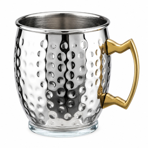 Taza Moscow Mule de acero inoxidable, jarra de cerveza de metal martillado, vaso de café de doble pared de grado alimenticio con asa para cócteles de bar - Product Image 4