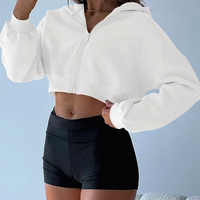 Sweat-shirts à capuche courts pour femmes, personnalisables avec logo, broderie et impression, pour un style décontracté.