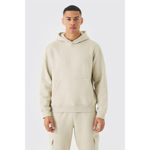 Conjunto de chándal personalizado con capucha de gran tamaño y logotipo estampado en blanco de talla grande para hombre, chándal informal de algodón 100% de peso pesado para correr - Product Image 3