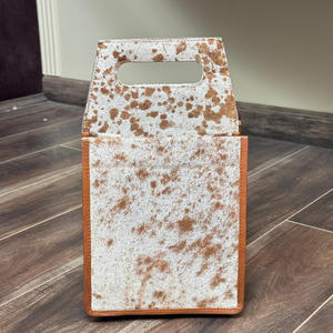 Meilleure vente de luxe en cuir de vachette pour l'extérieur Lot de 6 porte-bagages haute qualité personnalisé grande capacité vin et bière Caddy avec poignée - Product Image 4