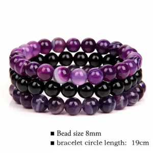 Accessoires de mode européens et américains, bracelet élastique en pierres naturelles d'agate noire, vente chaude, idée cadeau pour hommes et femmes - Product Image 5
