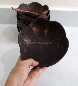 Cuenco de cáscara de coco natural hecho a mano con juego de tenedor de madera Material de PC ecológico para fiestas de boda utensilios de cocina vajilla - Product Image 6