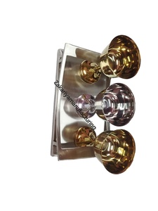 Luxury Gold & Silver Plated Brass Chalice Set with Curved Serving Tray – Elegant Metal Communion Wine <b>Goblets</b> for Home & Bar - Product Image 6