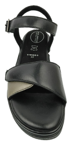Sandalias de Plataforma de Cuero Genuino Negro, Punta Abierta, Tacón Plano, Cierre de Hebilla, Zapatos Cómodos de Verano - Product Image 2