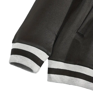 Nouvelle Arrivée Veste universitaire pour homme à devant uni, durable, avec empiècements de manches gris, fermeture éclair, en polaire décontractée, pour l'hiver, vente en gros - Product Image 5