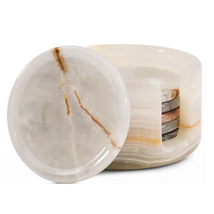 New Arrival Home Decor Modern <b>Marble</b> Onyx Coaster Set Big Slab Antique Surface Premium Quality Kitchen Use Pakistan Manufactured - Product Image 1