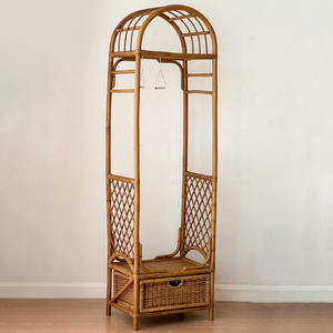 Porte-vêtements naturel en rotin, support de rangement pour vêtements, tringle à vêtements, organisateur de vêtements - Product Image 1