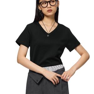 Camisetas de algodón de secado rápido con cuello en V para mujer, ropa de verano de alta calidad, camisetas transpirables con cuello en V para mujer - Product Image 1