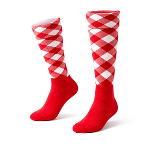 Chaussettes écossaises personnalisées faites à la main à motif Argyle rouge et blanc pour kilt, chaussettes de bagarreur écossais, meilleures ventes - Product Image 1