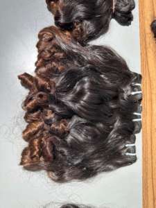 Extensions de cheveux Remy ondulés naturels, brillance naturelle, cheveux indiens bruts non traités, cheveux humains pour femmes, double trame : modèle non permanent - Product Image 4