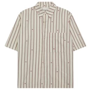 เสื้อเชิ้ตผู้ชายลายทางคลาสสิก แขนสั้น ติดกระดุม ลำลอง ใส่สบาย ระบายอากาศได้ดี น้ำหนักเบา ผลิตจากผ้าทอ รับผลิตแบบ OEM ขายส่ง - Product Image 1