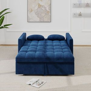 Canapé-lit double en velours côtelé avec lit escamotable, 2 oreillers doux et poche de rangement latérale - Product Image 3