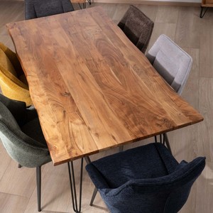 Vandana Ivory Table à manger confortable et élégante en bois d'acacia avec pieds en métal Wendy 180 cm - Product Image 2