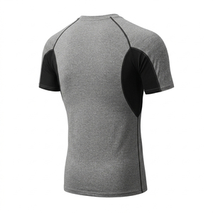 Camiseta Deportiva de Compresión con Logotipo Personalizado de Fábrica al por Mayor, el Mejor Diseño, Camiseta Deportiva de Manga Corta para Hombre con Paneles en Contraste - Product Image 3