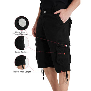 2026 New Arrival Men's Cargo Shorts Below Knee Length High Elasticity Button Fly Waistband 100% Cotton Solid Pattern Men's Short - Product Image 3