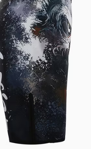 Pantalones Cortos de Entrenamiento de MMA Unisex Negros, Impresión Digital, Absorción de Humedad, Transpirables, Poliéster/Algodón, Corte Regular - Product Image 5