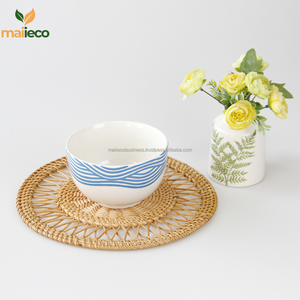 Juego de vajilla de mimbre de bambú tejido a mano de lujo Mantel individual sin silicona para decoración de mesa en todos los tamaños - Product Image 3