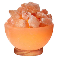 Lampe de sel de l'Himalaya artisanale avec éclairage cristallin chaleureux, bol lumineux pour chambre, salon, table, bureau