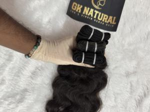 Extensiones de Cabello Humano Ondulado Natural a Granel, Cabello Indio Remy Virgen, Trama Única, Estilo Negro, Doble Trama - Product Image 1