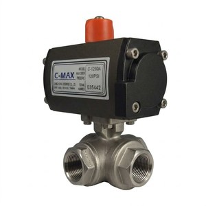 วาล์วบอล 3 ทาง C-MAX พร้อมตัวกระตุ้นลม 1 นิ้ว NPT วาล์วควบคุมน้ำ 1000PSI อุณหภูมิปกติ - Product Image 2