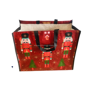 Haute visibilité imprimé personnalisé grand fourre-tout de Noël sacs à provisions femmes recyclable haute qualité PP tissé cadeau promotionnel - Product Image 6