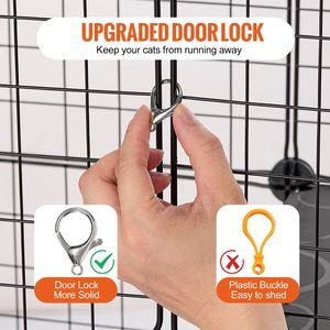 Large 4-Tier Cat Cage with Detachable Metal Wire 41 X 28 X 55" 4 Front Doors <b>Hammock</b> Ramp Ladders for Indoor Use - Product Image 5