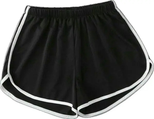 Shorts de Punto Negros para Mujer con Franja Lateral Blanca, Cintura con Cordón Ajustable, Estilo Casual, Diseño Transpirable, Nuevo Modelo 2026 - Product Image 3