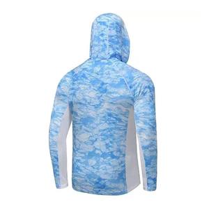 เสื้อเชิ้ตตกปลาแขนยาวมีฮู้ดสำหรับผู้ชาย สีไล่ระดับ พร้อมป้องกันรังสียูวี พิมพ์ลายแบบซับลิเมชั่น เสื้อพูลโอเวอร์ - Product Image 4