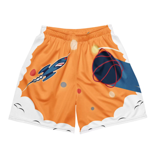 Women's Orange Print Basketball Shorts Elastic Waist Breathable Summer Sport Wear With Pockets Regular Fit - Product Image 5