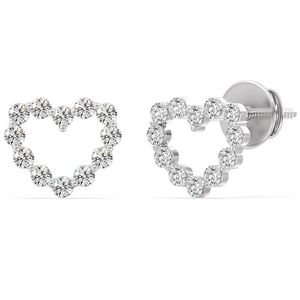 Heart-Shaped Stud <b>Earrings</b> Lab Grown Diamond Jewelry - Product Image 3
