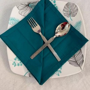 Serviette de table carrée en coton imprimé, couleur turquoise, décoration de table moderne, 1 pièce, lavable en machine, usage domestique - Product Image 6