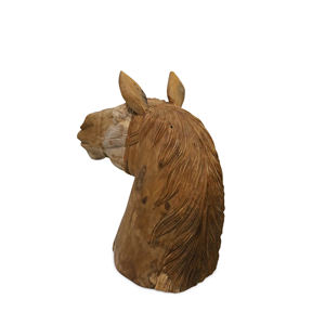 Busto de Caballo Tradicional Gubuk Bali Hecho de Madera de Raíz de Teca 100% Hecho a Mano, Soporte de Piso para Uso en Interiores - Product Image 3