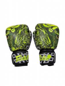 Nouveautés : Gants de boxe Fairtex en cuir vert personnalisés, à doigts entiers, avec fermetures auto-agrippantes réglables, pour le kick-boxing et les arts martiaux - Product Image 1