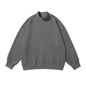 Men's <b>Black</b> Crew Neck Knitted Sweatshirt Oversized Fit Regular Sleeve Casual Autumn Wear 100% Cotton Plain Dyed Pullover - Product Image 4