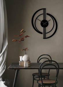 Horloge murale moderne en métal noir, design géométrique abstrait, horloge décorative pour salon, bureau à domicile, chambre à coucher, contemporaine - Product Image 6