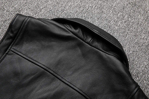 Gilet sans manches en cuir véritable pour homme, style motard, délavé, vêtement d'extérieur décontracté, fabricant OEM ODM en gros - Product Image 4