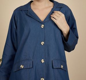 Best 2026 New Style Modest Abaya Robe Islamic Clothing Front Open Muslim Women Long Dress Cotton Solid V Neck Pocket - Product Image 1